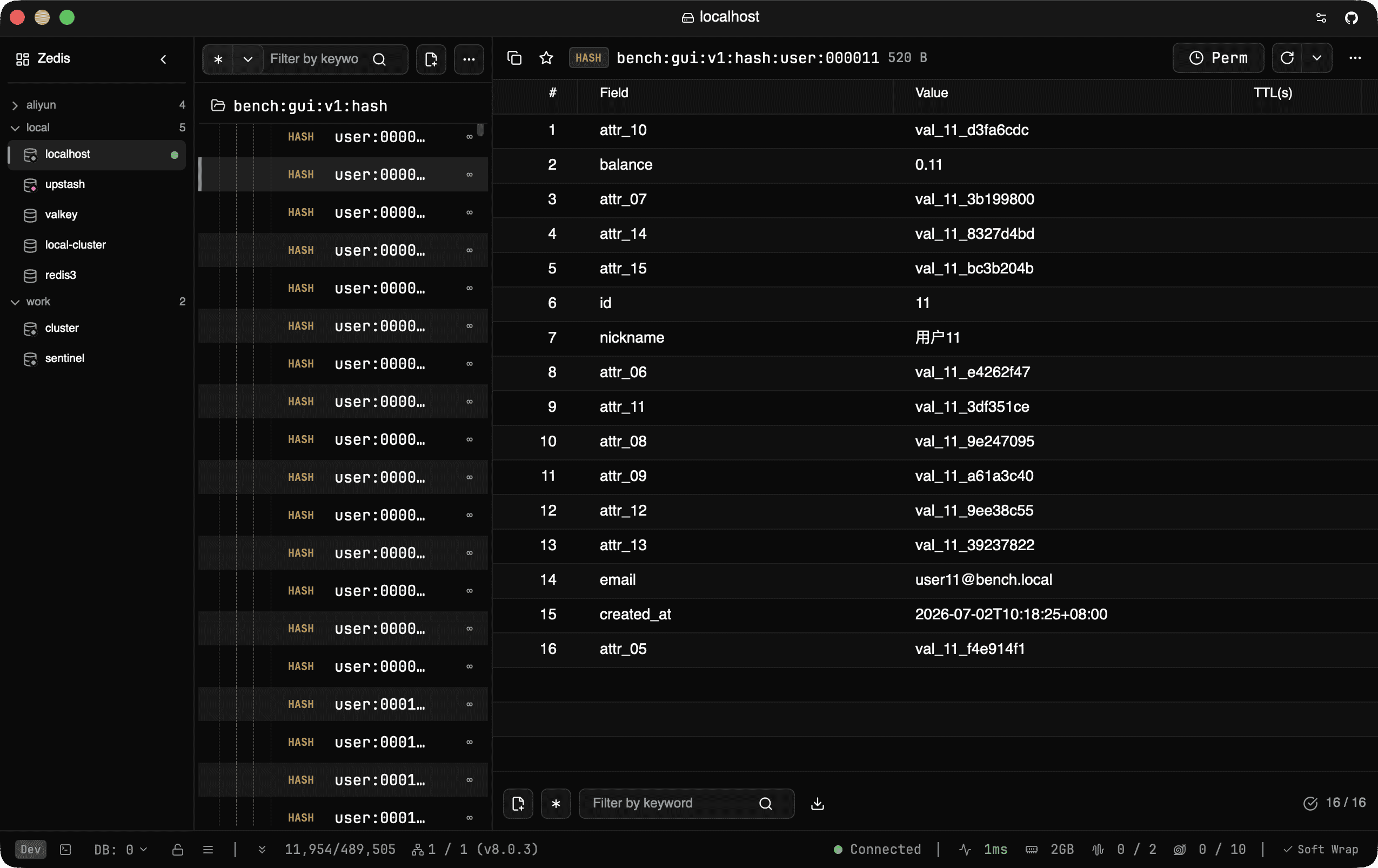 Zedis key browser